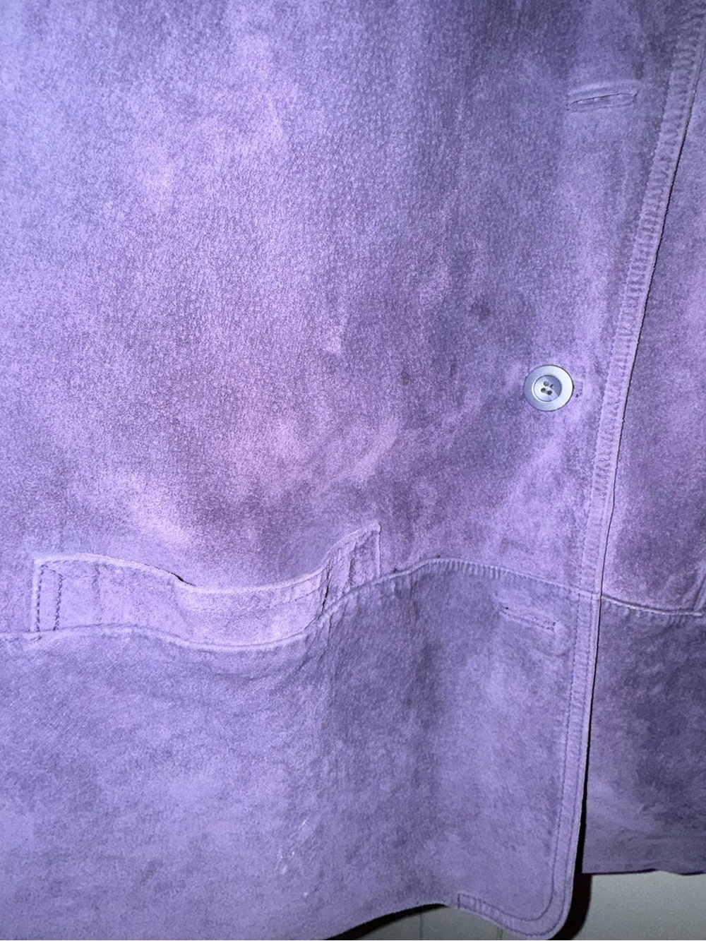 St. John's Bay Purple Suede-Look genuine leather exterior Button Front Jacket - Picture 11 of 12